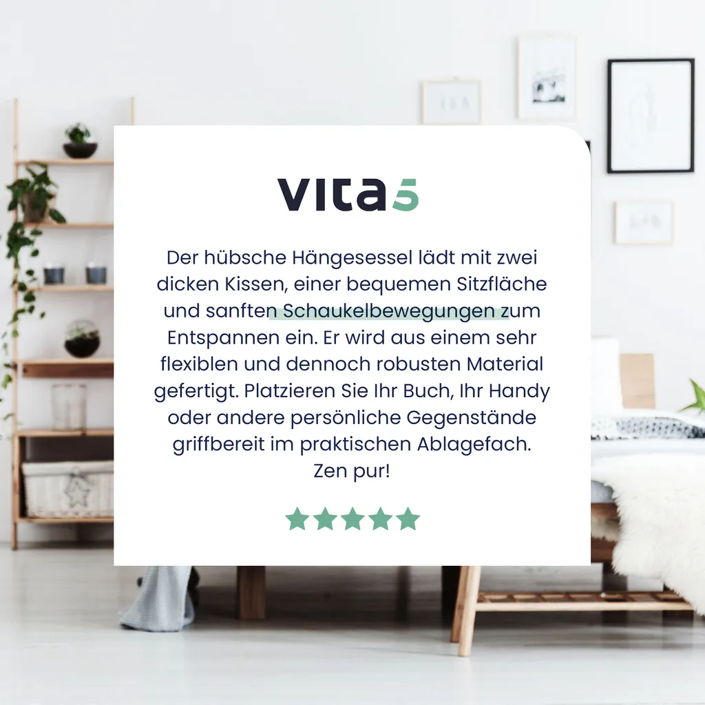 VITA5 Hängesessel Outdoor - Stabiler & Sicherer Hängestuhl - Stylischer Hängesessel Indoor - Leicht Zu Installierender Hängesessel - Bequeme Boho Raumdeko - 225kg Tragkraft - Warmes Grau 7 VITA5 Hängesessel Outdoor - Stabiler & Sicherer Hängestuhl - Stylischer Hängesessel Indoor - Leicht Zu Installierender Hängesessel - Bequeme Boho Raumdeko - 225kg Tragkraft - Warmes Grau – Bild 7