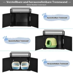 COSTWAY Katzenhaus Katzenklo Schrank, Katzenhöhle mit Eingang,Bettund Ablage, Katzentoilette Haustierbox Haustierkiste Holz, Katzenschrank Für Katzen Hunde Haustier 80x54x71cm (Schwarz) -Garten- & Gewächshäuser Geschäft 7e242dd6b11086e2a65474b3b04d3007
