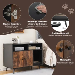COSTWAY Katzenschrank Katzentoilette Mit Kratzunterlage & Doppeltüren, Katzenhaus Mit Offenem Regal & 2 Fächern, Katzenhöhle Katzenklo Schrank, Für Katzen Hunde Haustier, Braun+Schwarz -Garten- & Gewächshäuser Geschäft 7e68dc683ac45f92f7e0990c9464a8eb