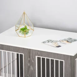 PawHut Hundekäfig Aus Holz Mit Tischoberfläche Schrank Kissen Erhöhtes Design Hundebox Hundehütte Hundekisten Für Mittelgroße Kleine Hunde Beistelltisch Design Innen Grau+Weiß 85 X 55 X 75 Cm 12 PawHut Hundekäfig Aus Holz Mit Tischoberfläche Schrank Kissen Erhöhtes Design Hundebox Hundehütte Hundekisten Für Mittelgroße Kleine Hunde Beistelltisch Design Innen Grau+Weiß 85 X 55 X 75 Cm -Garten- & Gewächshäuser Geschäft 7e9c828d42fdb366a611674c1e88248f