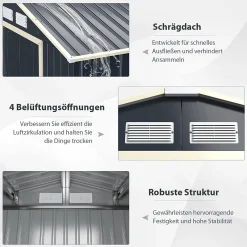 COSTWAY Gerätehaus Metall, Geräteschuppen Abschließbar, Gartenhaus Mit 4 Luftschlitzen & Schiebetür, Garten Schuppen Für Rasenmäher Fahrräder, Metallschuppen Geräteschuppen Outdoor (277 X 191 X 202 Cm) 9 COSTWAY Gerätehaus Metall, Geräteschuppen Abschließbar, Gartenhaus Mit 4 Luftschlitzen & Schiebetür, Garten Schuppen Für Rasenmäher Fahrräder, Metallschuppen Geräteschuppen Outdoor (277 X 191 X 202 Cm) -Garten- & Gewächshäuser Geschäft 7ebc4f8f37d6742c280451cb4bd3dafc