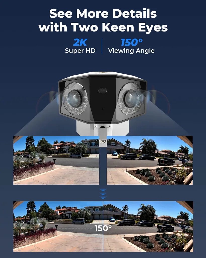 Reolink 4MP PoE Dual-Objektiv Überwachungskamera Outdoor Mit Person-/Fahrzeugerkennung, 150° Blickwinkel, Farbiger Nachtsicht, Zwei-Wege-Gespräch, IP66 Wasserdicht, Reolink Duo PoE 9 Reolink 4MP PoE Dual-Objektiv Überwachungskamera Outdoor Mit Person-/Fahrzeugerkennung, 150° Blickwinkel, Farbiger Nachtsicht, Zwei-Wege-Gespräch, IP66 Wasserdicht, Reolink Duo PoE – Bild 9
