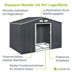 Juskys Metall Gerätehaus XL Mit Satteldach, Schiebetür & Fundament - 9m³ - 277×191×192 Cm - Anthrazit - Geräteschuppen Gartenhaus Garten Schuppen 14 Juskys Metall Gerätehaus XL Mit Satteldach, Schiebetür & Fundament - 9m³ - 277×191×192 Cm - Anthrazit - Geräteschuppen Gartenhaus Garten Schuppen -Garten- & Gewächshäuser Geschäft 7f26c4f34562fd39710dd8f4567c856a