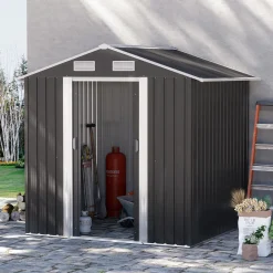 Outsunny Gerätehaus Mit 2 Schiebetüren Metall Gartenhaus 2,6 M² Geräteschuppen Verzinkter Stahl Dunkelgrau 195,5 X 153 X 188 Cm 9 Outsunny Gerätehaus Mit 2 Schiebetüren Metall Gartenhaus 2,6 M² Geräteschuppen Verzinkter Stahl Dunkelgrau 195,5 X 153 X 188 Cm -Garten- & Gewächshäuser Geschäft 7f4d59be6e6f5015f8e0c91c60fa35f3