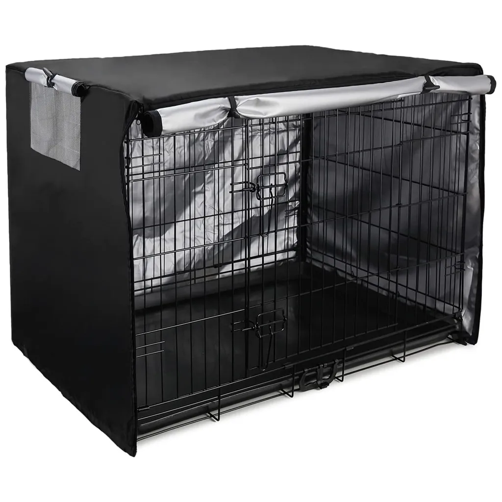 PMS Hundekäfig Abdeckung 210D Oxford Hundegitterbox Schutzhülle Wasserdicht Abdeckplane, 109x74x76cm 1 PMS Hundekäfig Abdeckung 210D Oxford Hundegitterbox Schutzhülle Wasserdicht Abdeckplane, 109x74x76cm
