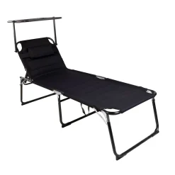 Linder Exclusiv XXL Sonnenliege Dreibeinliege Mit Sonnendach Schwarz Gepolstert