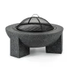 Blumfeldt Troja Feuerschale Grill Ø 75 Cm Mit Funkenfang Stahl MgO-Kunststein Feuerfest