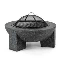 Blumfeldt Troja Feuerschale Grill Ø 75 Cm Mit Funkenfang Stahl MgO-Kunststein Feuerfest
