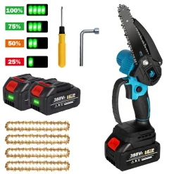 Yofidra 6 Zoll Elektrokettensägen Garten Handkettensäge Mit 2 Akkus Und 4 Gold Ketten