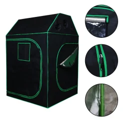 Mucola Growbox Gewächshaus Schwarz Grün Indoor Pflanzenzelt Zuchtzelt Dachschräge Zuchtschrank Grow Tent Frühbeet Zimmergewächshaus Growschrank Growroom