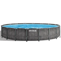 Intex 26744 Rund Aufstellpool Prism Frame Greywood 549x122 CmGestalten: Rund, Maße: 5 - 5,99 M, Filterpumpe: 28636