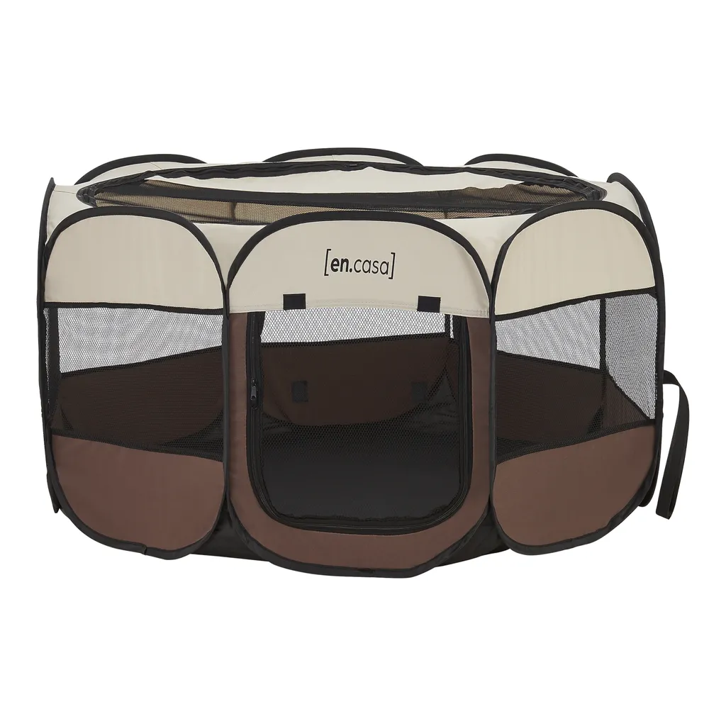 En.casa Hundelaufstall Telford 58 X 114 X 114 Cm Tierlaufstall Für Innen- Und Außenbereich Welpenlaufstall Hundehütte Braun / Cremefarben 4 En.casa Hundelaufstall Telford 58 X 114 X 114 Cm Tierlaufstall Für Innen- Und Außenbereich Welpenlaufstall Hundehütte Braun / Cremefarben – Bild 4