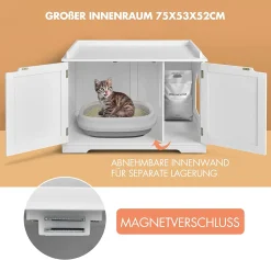 COSTWAY Katzenhaus Katzenhöhle mit Bett, Geschlossene Katzentoilette Mit Eingang, Haustierbox Haustierkiste Aus Holzstruktur, Großes Katzenklo Katzenschrank Für Katzen Hunde Haustier (Weiß) 7 COSTWAY Katzenhaus Katzenhöhle mit Bett, Geschlossene Katzentoilette Mit Eingang, Haustierbox Haustierkiste Aus Holzstruktur, Großes Katzenklo Katzenschrank Für Katzen Hunde Haustier (Weiß) -Garten- & Gewächshäuser Geschäft 8050dc14e00006bb10b596463849f40a