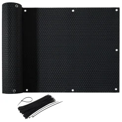 CelinaSun Sichtschutz Rattan Optik M. Kabelb. 0,75x6 Schwarz Polyethylen 1300g/m²