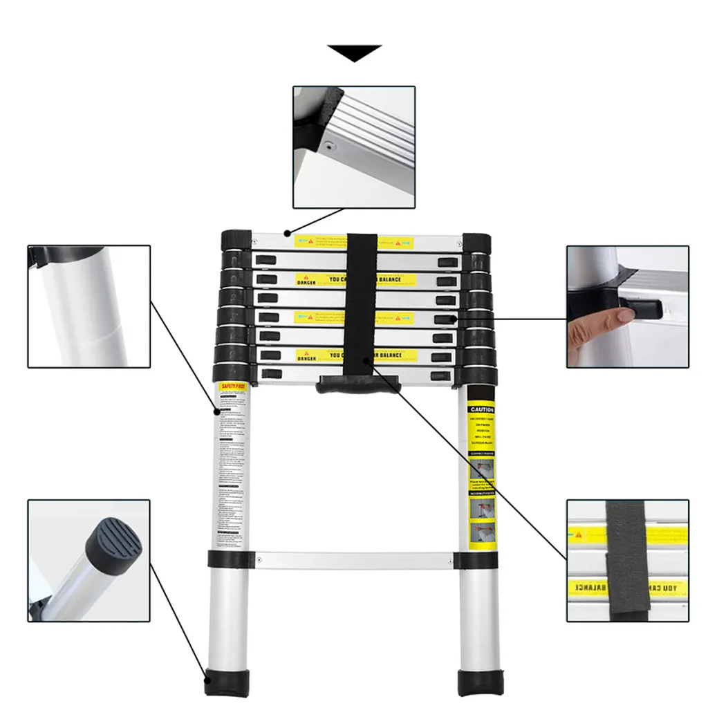 Wolketon 2.6m Anlegeleiter Teleskopleiter Aluminium Stehleiter Mehrzweckleiter Klappleiter Aluminiumleiter 4 Wolketon 2.6m Anlegeleiter Teleskopleiter Aluminium Stehleiter Mehrzweckleiter Klappleiter Aluminiumleiter – Bild 4