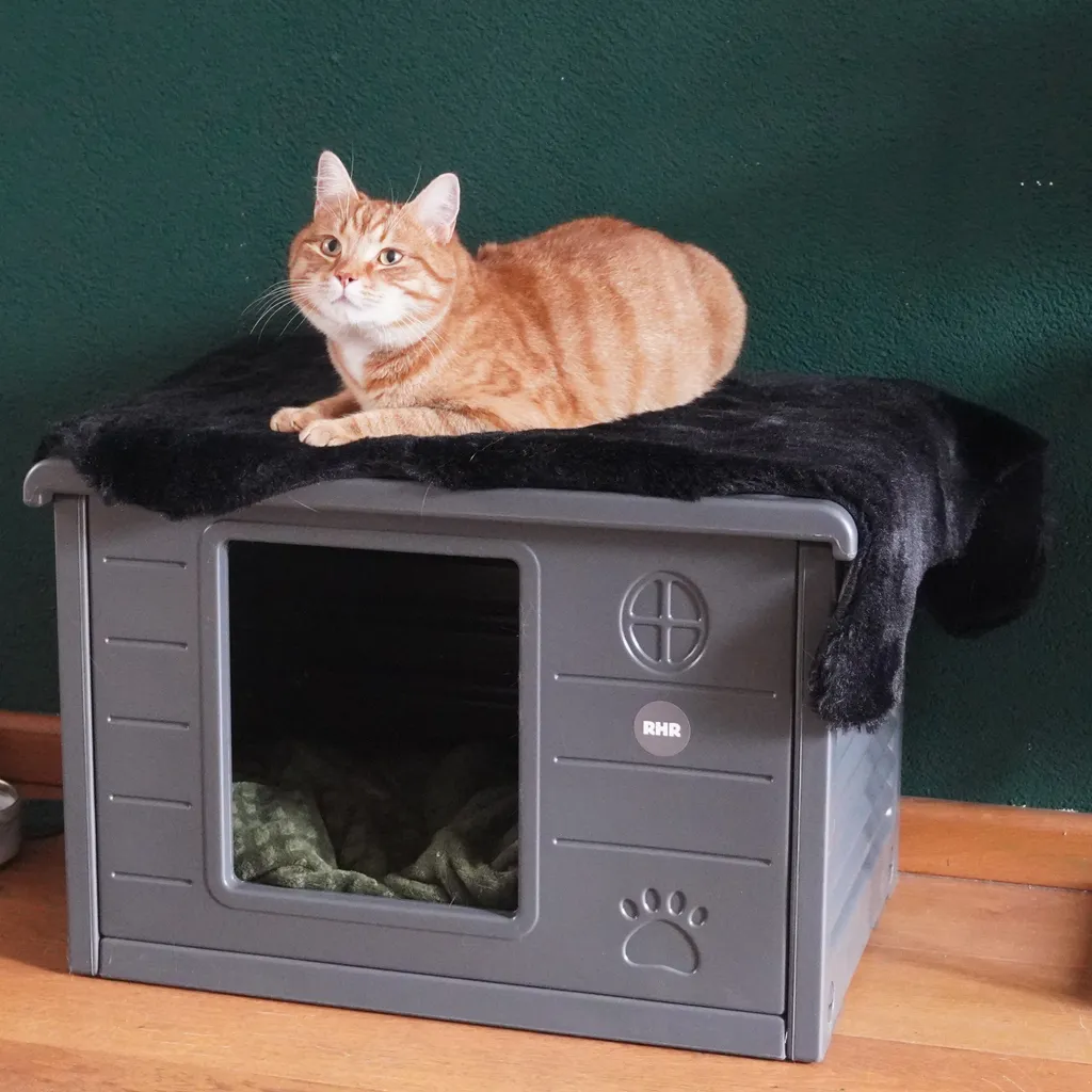 RHRQuality Katzenhaus Outdoor Indoor Villa De Luxe Haus Für Katzen Draußen Winterfest Katzenhütte Maße 60 X 40 X 42 2 RHRQuality Katzenhaus Outdoor Indoor Villa De Luxe Haus Für Katzen Draußen Winterfest Katzenhütte Maße 60 X 40 X 42 – Bild 2