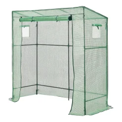 En.casa Gewächshaus Vlaardingen 198x78x200cm Mit Pultdach Foliengewächshaus Treibhaus Für Tomaten Stahlrahmen Grün