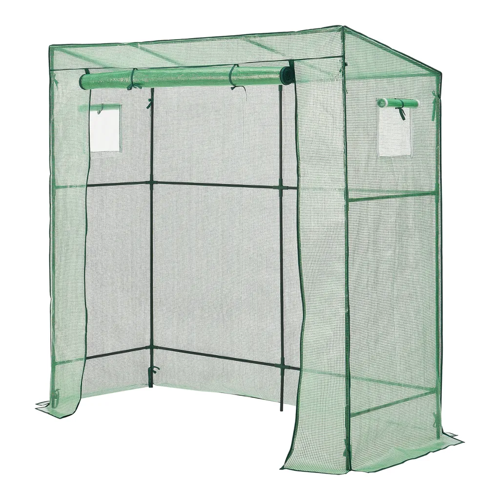En.casa Gewächshaus Vlaardingen 198x78x200cm Mit Pultdach Foliengewächshaus Treibhaus Für Tomaten Stahlrahmen Grün 1 En.casa Gewächshaus Vlaardingen 198x78x200cm Mit Pultdach Foliengewächshaus Treibhaus Für Tomaten Stahlrahmen Grün