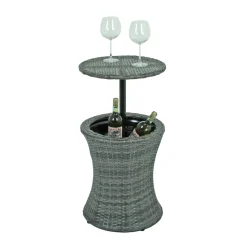 Garden Pleasure Tisch MUMBAI Mit Getränkekühler Ø45cm Stahl Und Kunststoff Grau - Sommerparty Im Garten