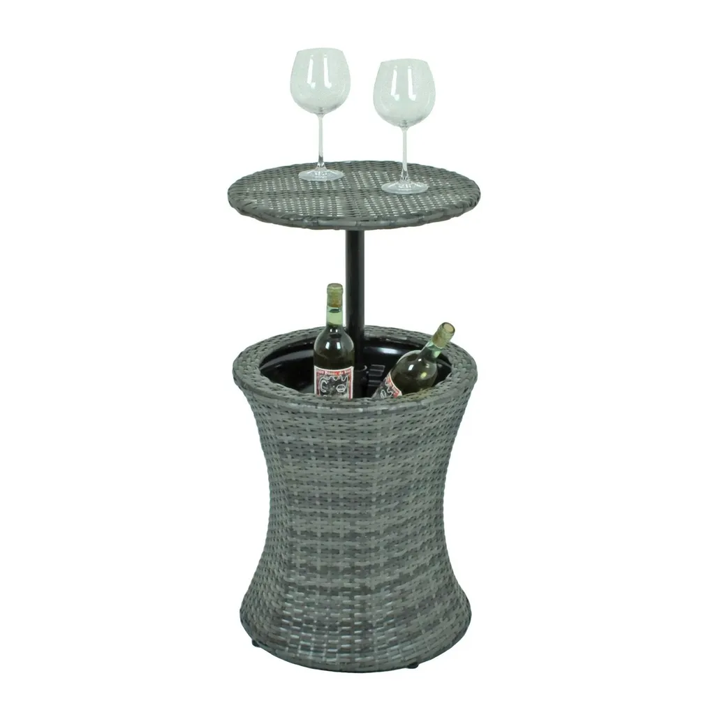 Garden Pleasure Tisch MUMBAI Mit Getränkekühler Ø45cm Stahl Und Kunststoff Grau - Sommerparty Im Garten 1 Garden Pleasure Tisch MUMBAI Mit Getränkekühler Ø45cm Stahl Und Kunststoff Grau - Sommerparty Im Garten