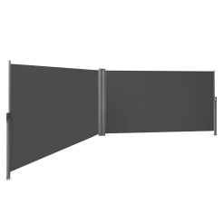 SONGMICS Doppelseitenmarkise, 1,8 X 6 M (H X L), Ausziehbare Seitenmarkise, Sichtschutz, Sonnenschutz, Seitenrollo, Für Balkon, Terrasse Und Garten, Rauchgrau GSA360G