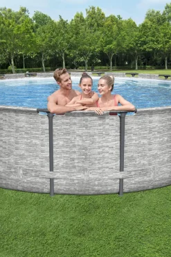 Bestway® Steel Pro MAX™ Aufstellpool Komplett-Set Mit Filterpumpe Ø 549 X 122 Cm, Steinwand-Optik (Cremegrau), Rund -Garten- & Gewächshäuser Geschäft 815f6ad77cec67abec69f2b02829fc20