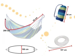 IKONKA Hängematte Für Eine Person 200x100 Verstärkt Blau + Montagesatz -Garten- & Gewächshäuser Geschäft 81752f792df33f1576e5fbabaaa104e7