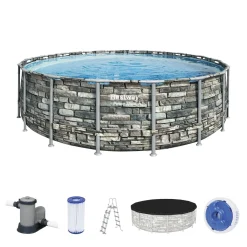 Bestway® Power Steel™ Aufstellpool Komplett-Set Mit Filterpumpe Ø 549 X 132 Cm Steinwand-Optik (Naturstein), Rund 11 Bestway® Power Steel™ Aufstellpool Komplett-Set Mit Filterpumpe Ø 549 X 132 Cm Steinwand-Optik (Naturstein), Rund -Garten- & Gewächshäuser Geschäft 81937ed2f5ce86d0e7bca9c446a3709a