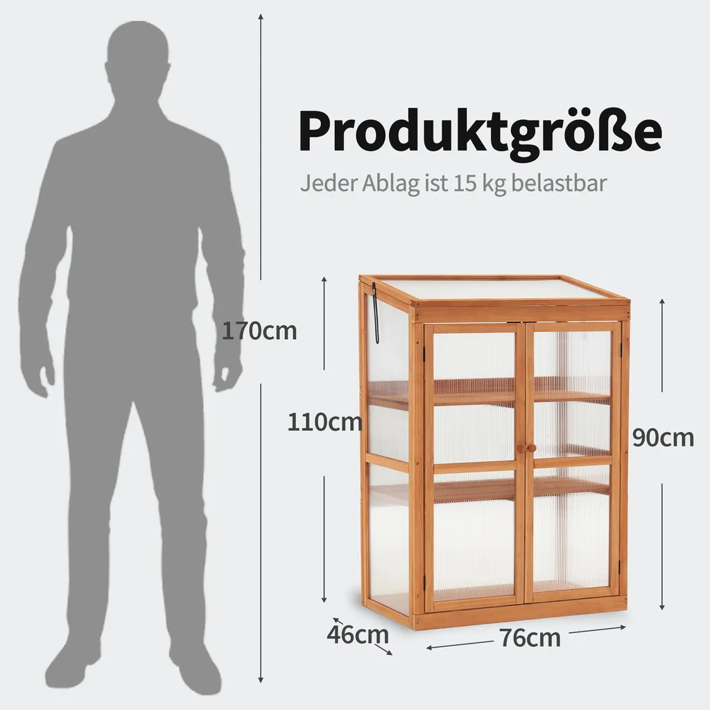 M MCombo Gewächshaus Frühbeet Aus Holz, Für Balkon & Garten, Klein Treibhaus Greenhouse Aufsatz Kasten Winterfest, 46*76*110cm, 0760 (Orange ) 3 M MCombo Gewächshaus Frühbeet Aus Holz, Für Balkon & Garten, Klein Treibhaus Greenhouse Aufsatz Kasten Winterfest, 46*76*110cm, 0760 (Orange ) – Bild 3