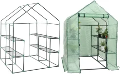 COSTWAY Gewächshaus Foliengewächshaus Treibhaus Tomatenhaus Pflanzenhaus Folienhaus Folienzelt 143x143x195cm Grün 11 COSTWAY Gewächshaus Foliengewächshaus Treibhaus Tomatenhaus Pflanzenhaus Folienhaus Folienzelt 143x143x195cm Grün -Garten- & Gewächshäuser Geschäft 819f6e8fde9d5a51f4a5764d29635e0f