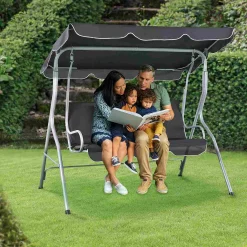 Juskys Hollywoodschaukel 3-Sitzer Mit Dach & Sitzauflage – Gartenschaukel 200 Kg Belastbar – Schaukelbank Für Garten & Terrasse - Grau -Garten- & Gewächshäuser Geschäft 81cff847f4ac6ae0f9208fde60e95fc5