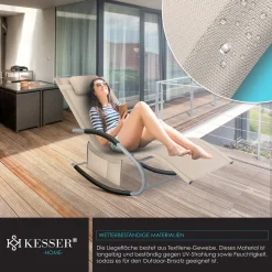 KESSER® Sonnenliege Relaxliege Schwungliege | Gartenliege | Gartenstuhl | Klappstuhl Faltbar | Liegestuhl | Schaukelsessel | Ergonomische Relaxsessel | Wetterfest | 150 Kg Belastung |, Farbe:Beige -Garten- & Gewächshäuser Geschäft 821dd4e42a3dd89a02e8d7d7d21a3b30