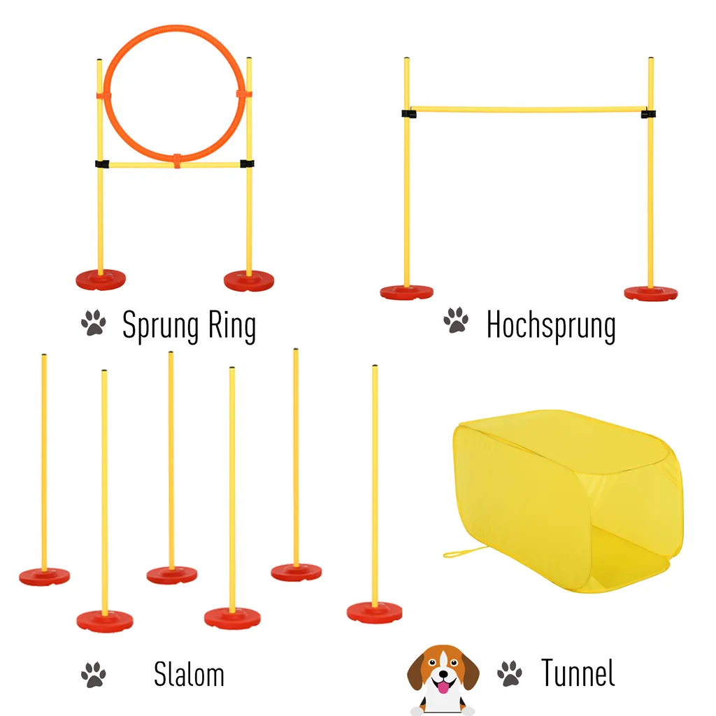 PawHut Hunde Agility Hürden Set, Hundetrainings-Set, Hindernislauf, Kunststoff, Polyester, Gelb, 128 X 23 X 9-100 Cm 4 PawHut Hunde Agility Hürden Set, Hundetrainings-Set, Hindernislauf, Kunststoff, Polyester, Gelb, 128 X 23 X 9-100 Cm – Bild 4