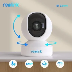 Reolink 5MP PTZ Überwachungskamera WLAN Kamera Innen, 355°/50° Schwenkbare WiFi IP Kamera Indoor Mit 3X Optischem Zoom, 2,4/5 GHz WiFi, Mensch/Haustiererkennung, 2-Wege-Audio, E1 Zoom