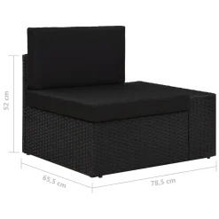 VidaXL Modulares 3-Sitzer-Sofa Poly Rattan Schwarz -Garten- & Gewächshäuser Geschäft 82818f90f3726aefeb38f22f731294bf