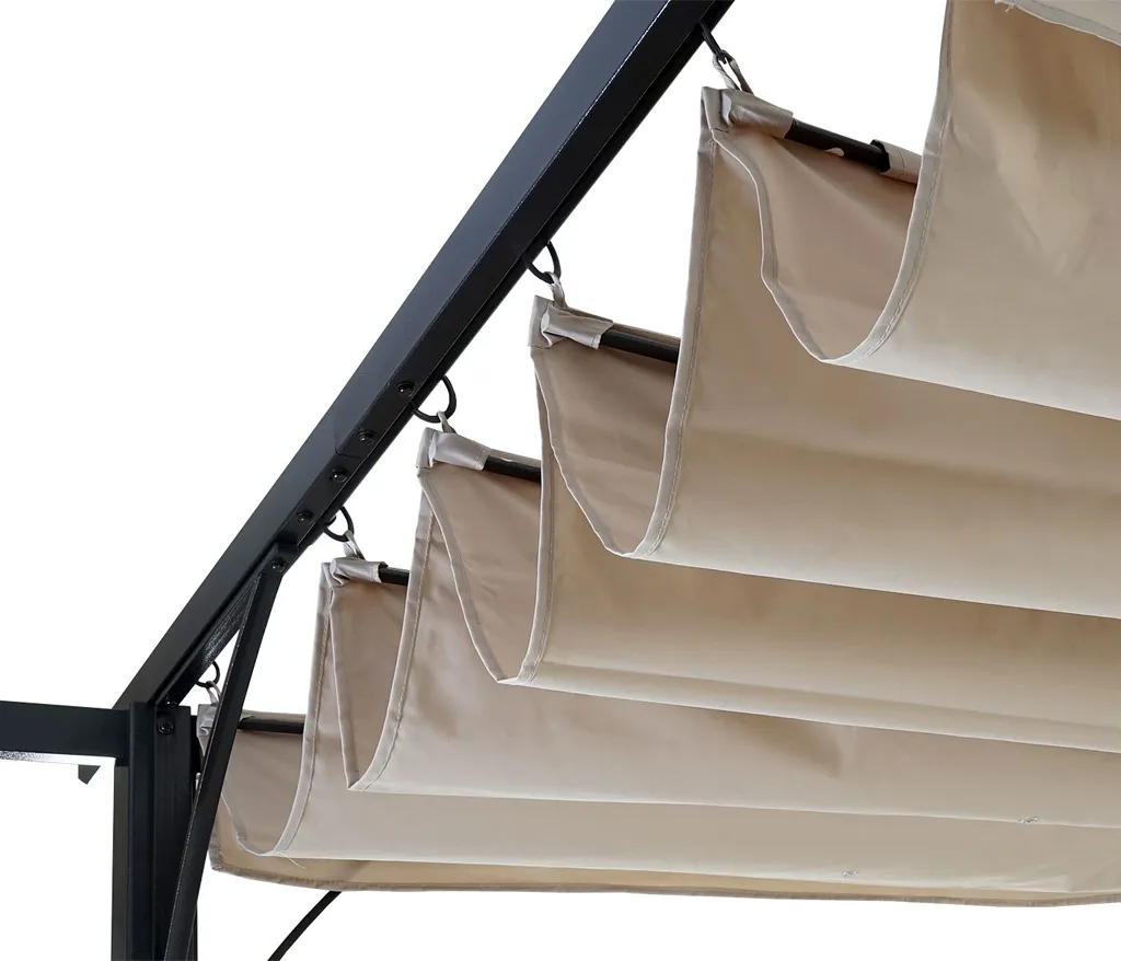 Mendler Pergola MCW-C42, Garten Pavillon, Stabiles 6cm-Gestell + Schiebedach Creme 3x3m 4 Mendler Pergola MCW-C42, Garten Pavillon, Stabiles 6cm-Gestell + Schiebedach Creme 3x3m – Bild 4