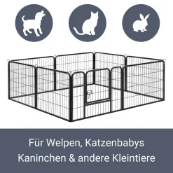 Juskys Welpenauslauf 160 X 160 X 60 Cm – Welpenlaufstall 8-teilig Aus Metall – Freigehege Mit Tür – Welpengitter Für Hunde, Hasen & Kleintiere -Garten- & Gewächshäuser Geschäft 82a3c09e0864ada535754d5b5d58977b