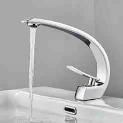 AURALUM Wasserhahn Bad Gebogener Wasserhahn Chrom Wasserhahn Galvanisieren Von 3 Schichten