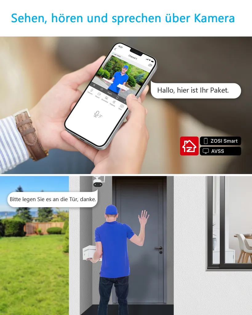 ZOSI 3K 5MP Überwachungskamera Aussen WLAN Mit Basis Station, WiFi IP Kamera Outdoor Mit Spotlight Alarm, Personenerkennung, 2-Wege-Audio, Farb Nachtsicht, C308AH 2 ZOSI 3K 5MP Überwachungskamera Aussen WLAN Mit Basis Station, WiFi IP Kamera Outdoor Mit Spotlight Alarm, Personenerkennung, 2-Wege-Audio, Farb Nachtsicht, C308AH – Bild 2