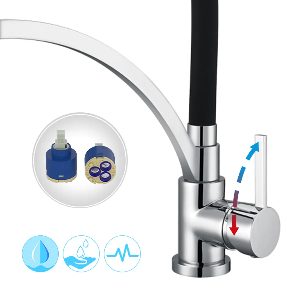 Homelody Wasserhahn Küche Schwarz, 360° Drehbar Silikon In Lebensmittelqualität Wand Küchenarmatur Wandarmatur Flexibel Ausziehbarer, Spültischarmatur Für Küche Messing 5 Homelody Wasserhahn Küche Schwarz, 360° Drehbar Silikon In Lebensmittelqualität Wand Küchenarmatur Wandarmatur Flexibel Ausziehbarer, Spültischarmatur Für Küche Messing – Bild 5