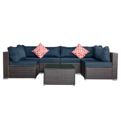 Mucola Gartenmöbel Sitzgruppe Sofa Braun Blau Sitzkissen Lounge Polyrattan Rattanmöbel Möbel Sitzgarnitur Set Couch Gartenset Essgruppe Gartengarnitur XXL Marineblau -Garten- & Gewächshäuser Geschäft 831e4b22d68a652c2ea7617ef99f09fd