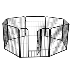 Welpenauslauf 8-Eck Für Hunde Laufgitter Laufstall Welpenlaufstall Hundegehege Für Kaninchen Kleine Haustiere FEANDREA Schwarz PPK88H