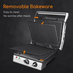 Aigostar Kontaktgrill, Sandwichmaker, 180° Aufklappbar Als Tischgrill, Panini Grill Mit Abnehmbaren Platten, Regelbarer Thermostat &Timer, Antihaftbeschichtet, 2000W 23 Aigostar Kontaktgrill, Sandwichmaker, 180° Aufklappbar Als Tischgrill, Panini Grill Mit Abnehmbaren Platten, Regelbarer Thermostat &Timer, Antihaftbeschichtet, 2000W -Garten- & Gewächshäuser Geschäft 83570991e8bac2ddaa5e84b717b99714