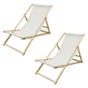 ECD Germany 2er Set Liegestuhl, Beige, Aus Holz, Belastbar Bis 120kg, Klappbar, 3 Liegepositionen, Gartenliege Sonnenliege Relaxliege Strandstuhl Für Garten, Terrasse Und Balkon