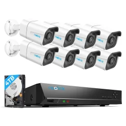 Reolink 4K Überwachungskamera Set-16Kanal, 8X 8MP PoE IP Kamera Überwachung Aussen Mit Smarter Bewegungserkennung, 4TB HDD NVR Für 24/7 Videoüberwachung, Nachtsicht, RLK16-800B8-A