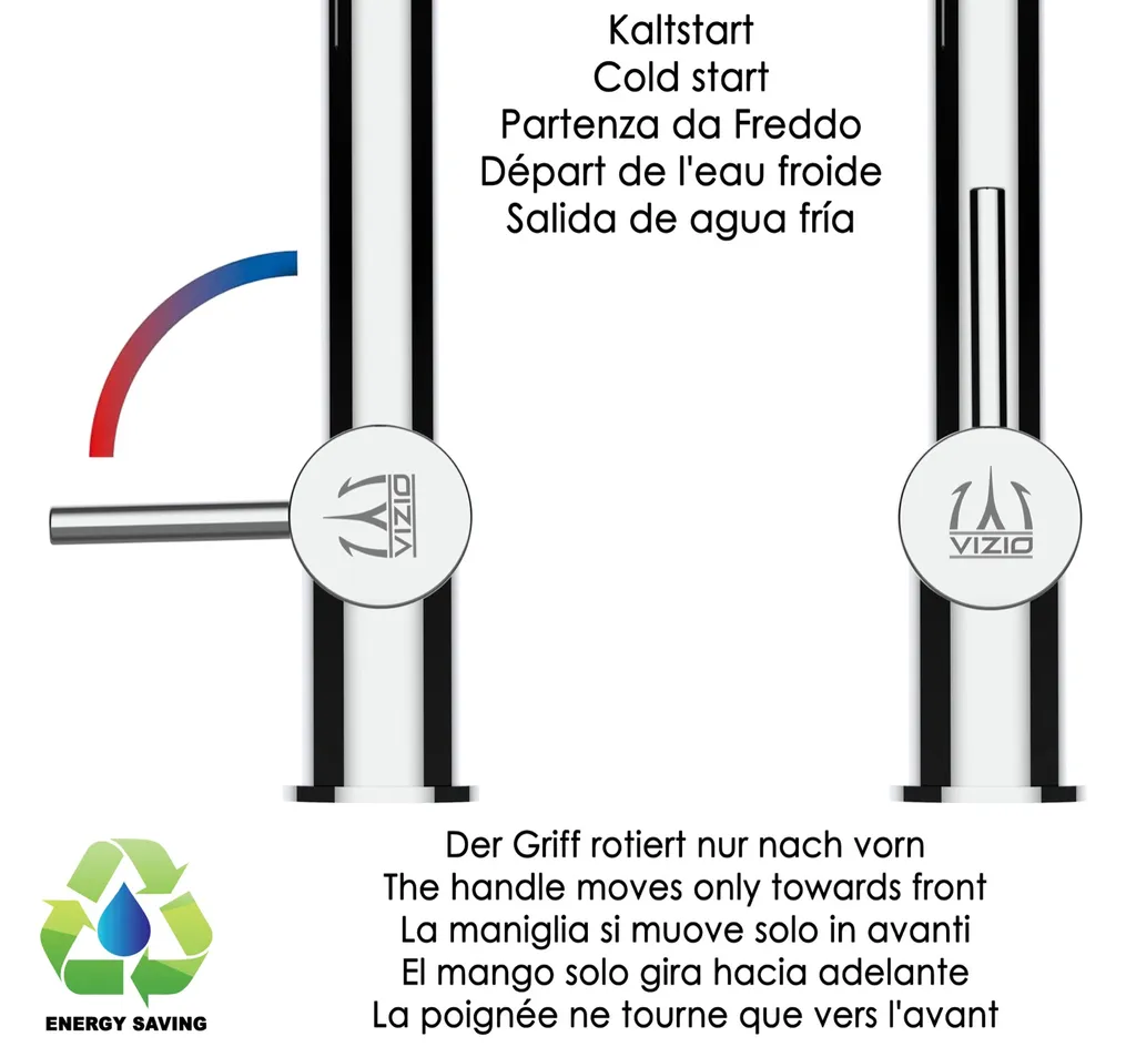 VIZIO 3 Wege Schwarz Küchenarmatur Edelstahl Massiv AISI 316 Für Filtersysteme Mit Separatem Filterwasser Kanal - Abnehmbarer 2 Strahliger Handbrause Für Leitungswasser - Gebürstet 4 VIZIO 3 Wege Schwarz Küchenarmatur Edelstahl Massiv AISI 316 Für Filtersysteme Mit Separatem Filterwasser Kanal - Abnehmbarer 2 Strahliger Handbrause Für Leitungswasser - Gebürstet – Bild 4