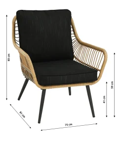 Dehner Gartenmöbel Lounge Venezia, 4-teilig, Inkl. Polster, Aluminium/Kunststoff/Glas, Schwarz/hellbraun -Garten- & Gewächshäuser Geschäft 83aa45bf792540cea54b39739c4a23c4