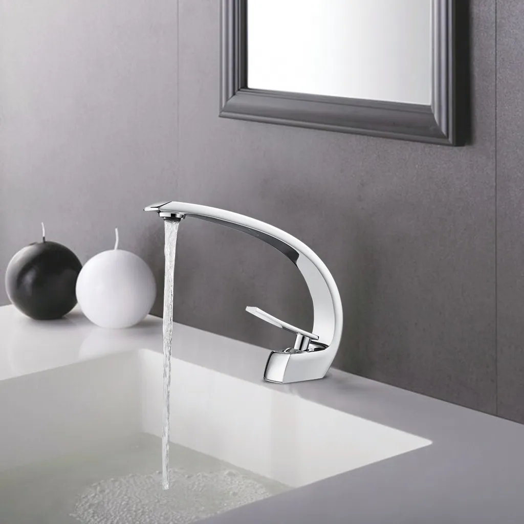 AURALUM Wasserhahn Bad Gebogener Wasserhahn Chrom Wasserhahn Galvanisieren Von 3 Schichten 11 AURALUM Wasserhahn Bad Gebogener Wasserhahn Chrom Wasserhahn Galvanisieren Von 3 Schichten – Bild 11