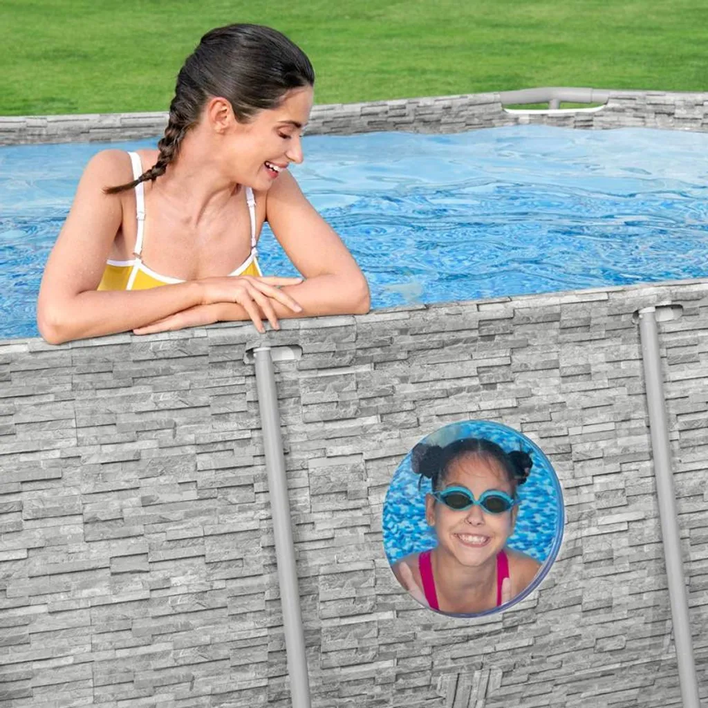 Bestway 56714 Oval Aufstellpool Mit Bullauge Swim Vista 427x250x100 CmGestalten: Oval, Maße: 4 - 4,99 M, Filterpumpe: 58383 4 Bestway 56714 Oval Aufstellpool Mit Bullauge Swim Vista 427x250x100 CmGestalten: Oval, Maße: 4 - 4,99 M, Filterpumpe: 58383 – Bild 4