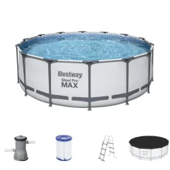 Bestway Steel Pro Max™ Frame Pool Komplett-Set, Rund, 427x122cm, 5612X -Garten- & Gewächshäuser Geschäft 83e7a53e01c0f9ba99c5ca02c4fcda28